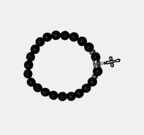 Black Bead Cross Bracellet