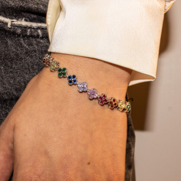 Multicolor Flower Charm Bracelet - Image 2