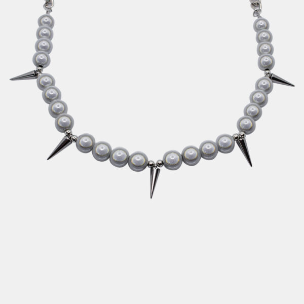 Silver Spike Pearl Necklace