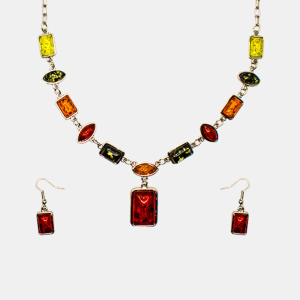 Amber Statement Necklace and Earrings Set