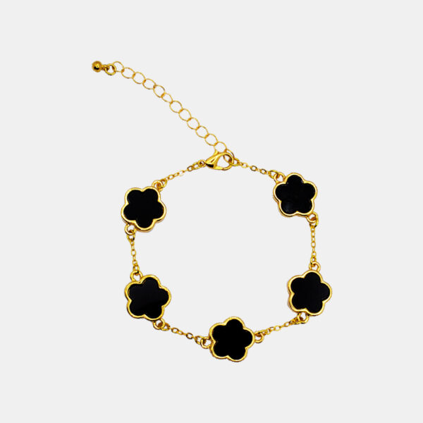 Black Golden Clover Link Bracelet